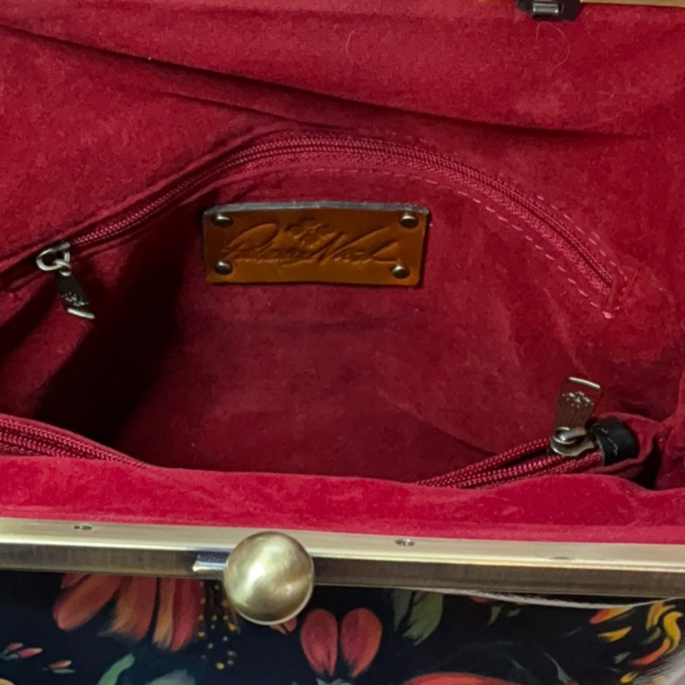 Patricia Nash Tropical Escape Kisslock Satchel Crossbody Floral Leather Bag NWT - Picture 11 of 16